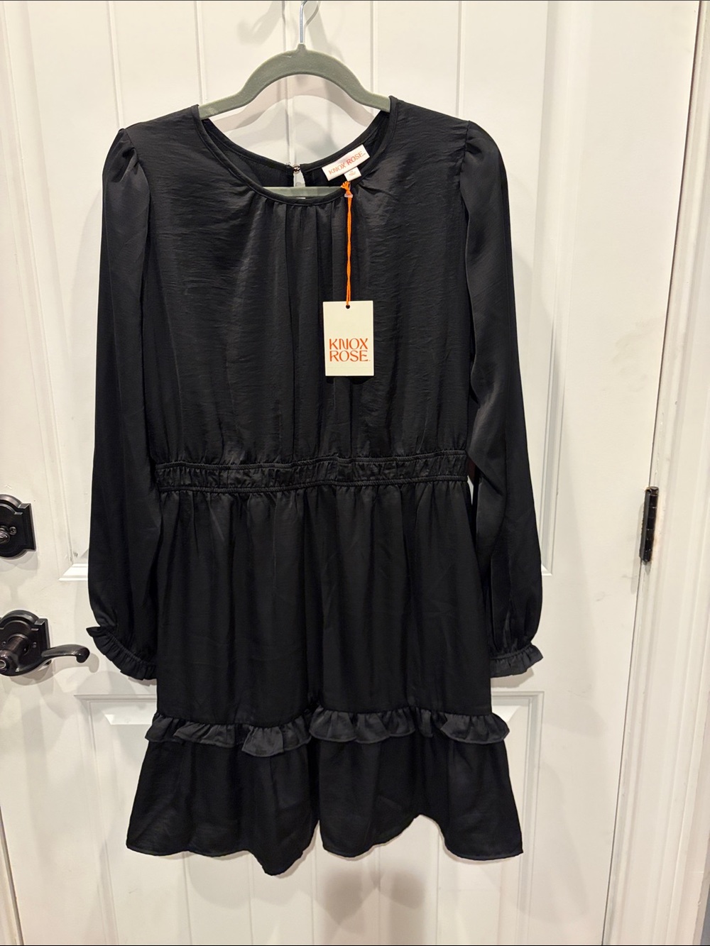 Knox Rose Black Long-Sleeve Ruffle Tiered Dress